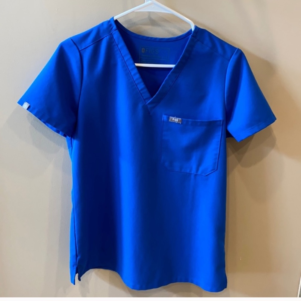XS Royal blue Figs scrub top